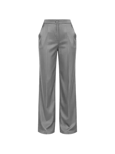 Marella Satin-finish Wide-leg Trousers In Gray