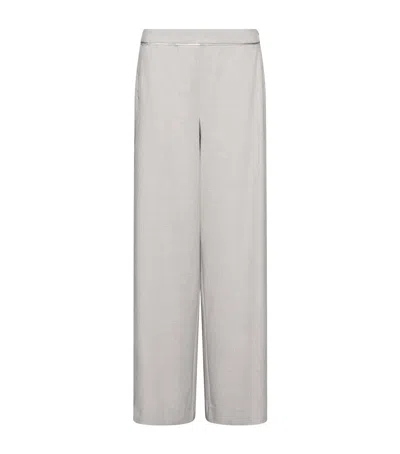 Marella Satin-trim Wide-leg Trousers In Gray