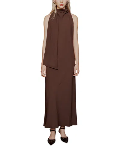 Marella Scarf Neck Maxi Dress In Brown