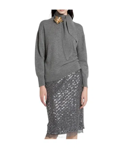 Marella Scarf-adorned Sweater In Gray