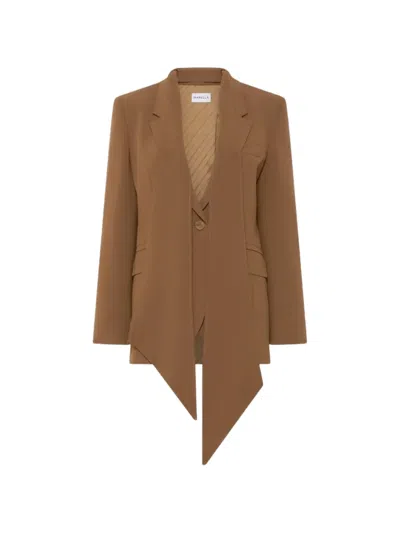 Marella Scarf-detail Single-breasted Jacket In Brown