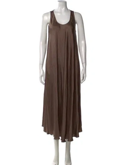 Pre-owned Marella Scoop Neck Midi Length Dress W/ Tags In Brown