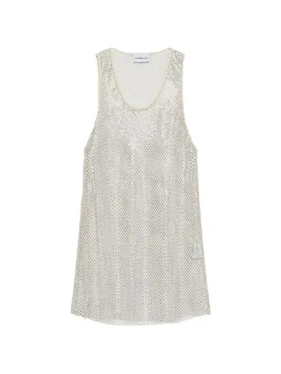 Marella Scoop-neck Rhinestones Top In Gold