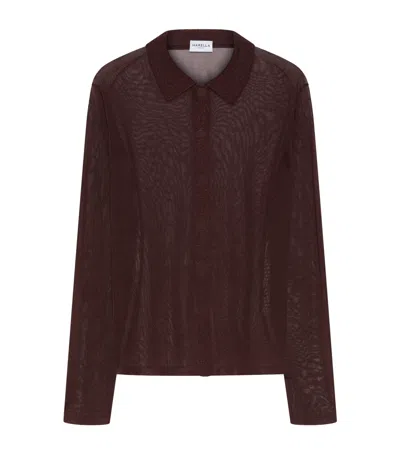 Marella Semi-sheer Polo Sweater In Burgundy