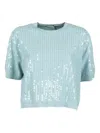 Marella Sequin Short-sleeve Top In Blue