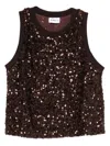 Marella Sequin Sleeveless Top In Brown