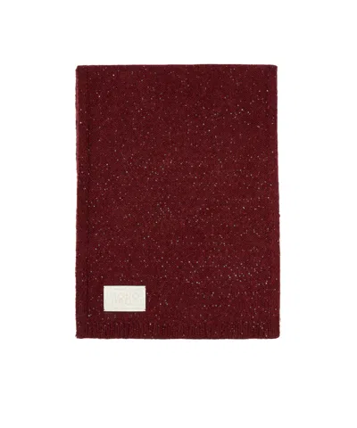Marella Sequined Wool And Cashmere Scarf In Burgundy