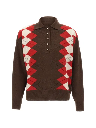 Marella Sequoia Argyle-pattern Sweater In Brown