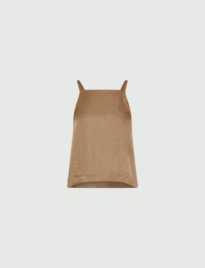 Marella Beige Acetate Twill Top In Brown