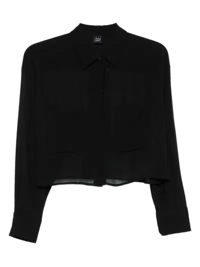 Marella Sheer-panel Collared Shirt In Black