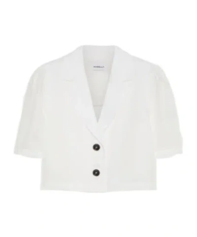 Marella Short Ramie Blazer In White