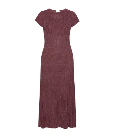 Marella Lurex-detail Knit Dress In Burgundy