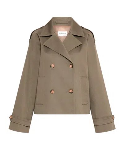 Marella Short Trench Coat In Brown