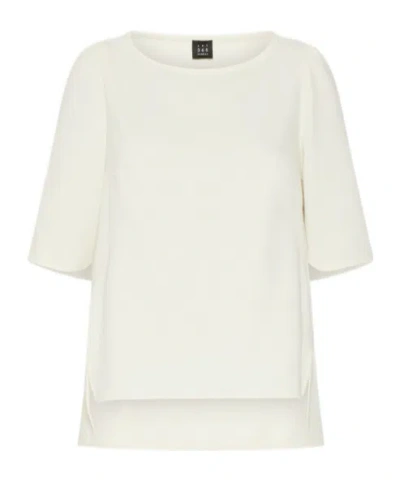 Marella Short-sleeved Envers Satin Blouse In White