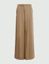Marella Camel High-waisted Trousers In Acetate Twill In Brown