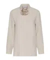 Marella Silk-blend Crepe Shirt In Brown