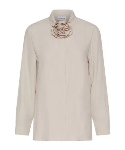 Marella Silk-blend Crepe Shirt In Brown