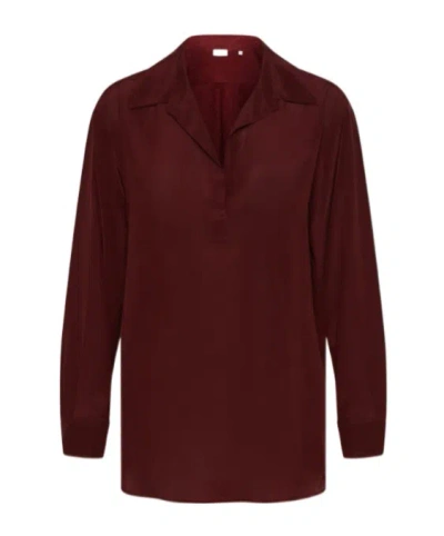 Marella Silk Crepe De Chine Shirt In Burgundy