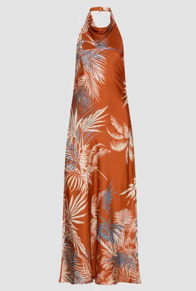 Marella Silk Dress With Print Woman Rust In Orange