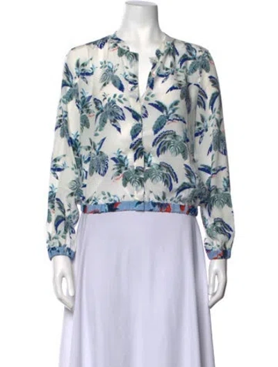 Pre-owned Marella Silk Floral Print Blouse In Blue