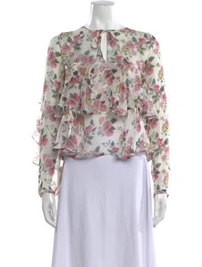 Pre-owned Marella Silk Floral Print Blouse In Multi
