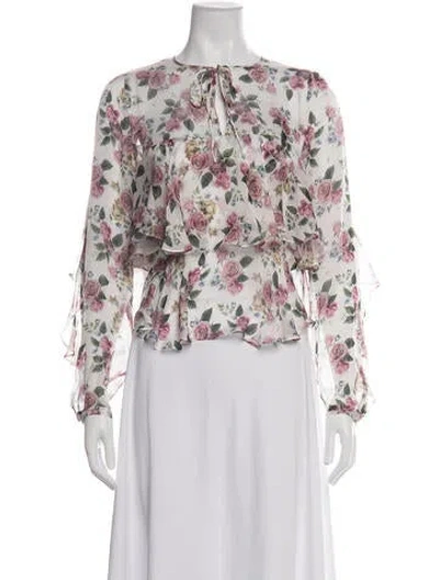 Pre-owned Marella Silk Floral Print Blouse In Multicolor