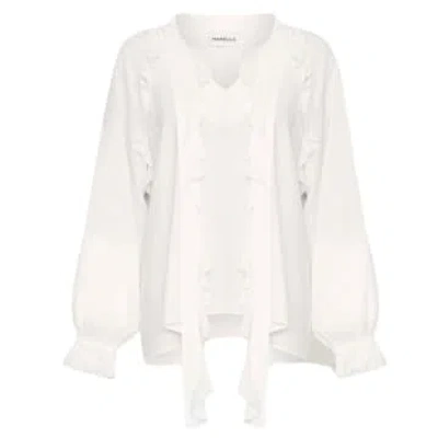 Marella Silk Frilled Long Sleeve Blouse In White