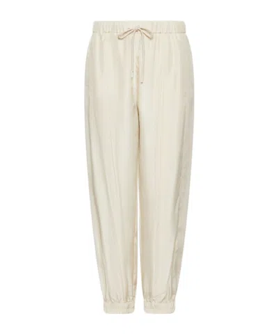 Marella Silk Habotai Joggers In White