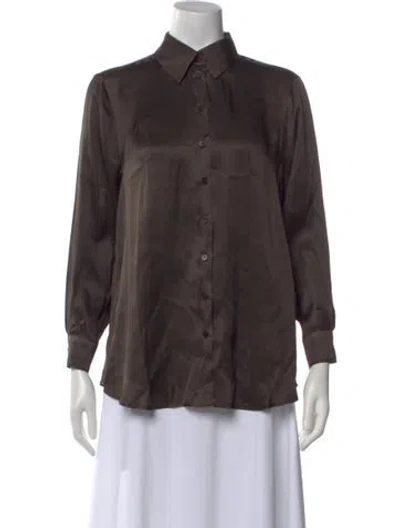 Pre-owned Marella Silk Long Sleeve Blouse In Brown