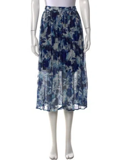 Pre-owned Marella Silk Midi Length Skirt W/ Tags In Blue