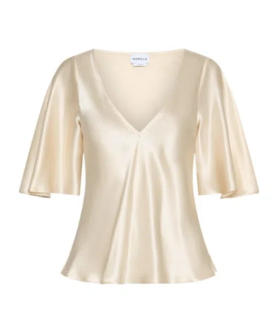 Marella Silk Satin Blouse In Neutral