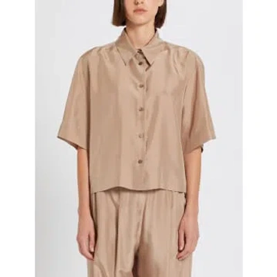 Marella Silk Short Loose Shirt In Neutral