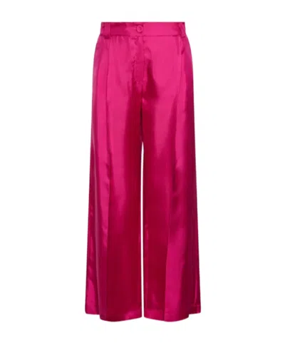 Marella Silk Twill Trousers In Pink