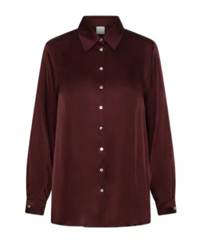 Marella Silk-blend Satin Shirt - Bordeaux In Burgundy