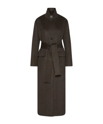 Marella Single-breasted Coat In Brown