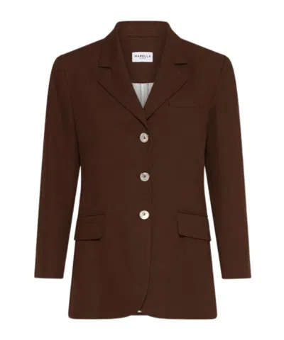 Marella Single-breasted Linen-blend Blazer - Brown