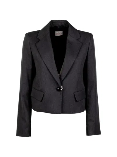Marella Single-breasted Cropped Blazer In Gray