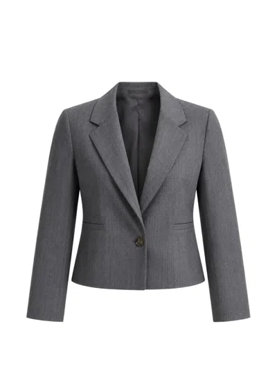 Marella Single-breasted Cropped Blazer In Gray