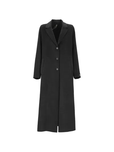 Marella Single-breasted Notched-lapel Coat In Black