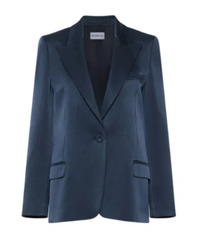 Marella Single-breasted Satin Blazer In Blue