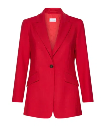 Marella Single-breasted Stretch-twill Jacket In Red