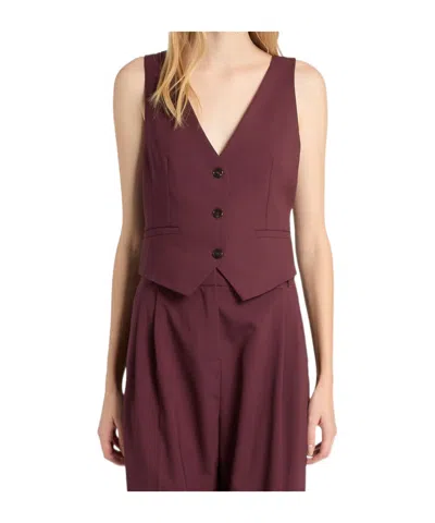 Marella Single-breasted Vest In Burgundy