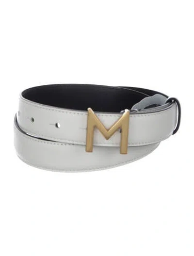 Pre-owned Marella Skinny Leather Belt In White