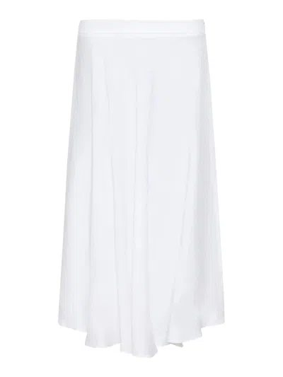 Marella Black Mllgiostra Flowing Midi Linen Skirt In White