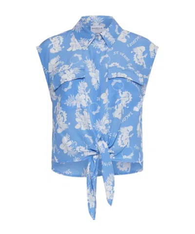 Marella Sleeveless Crepe Shirt In Blue
