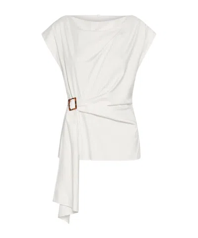 Marella Sleeveless Draped Blouse In White