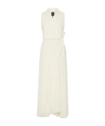 Marella Long Bi-material Dress In White
