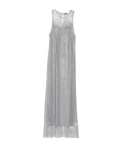 Marella Sleeveless Rhinestone Mesh Dress In Gray