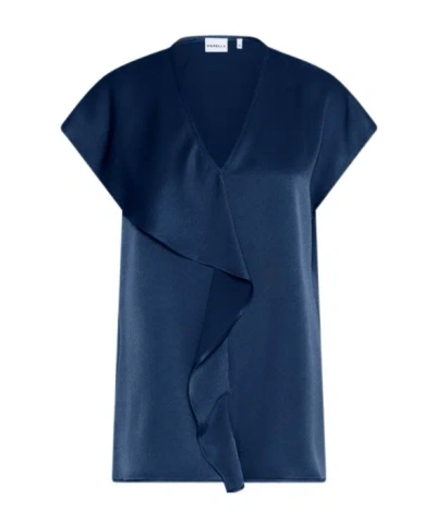 Marella Sleeveless Ruffle Top In Blue