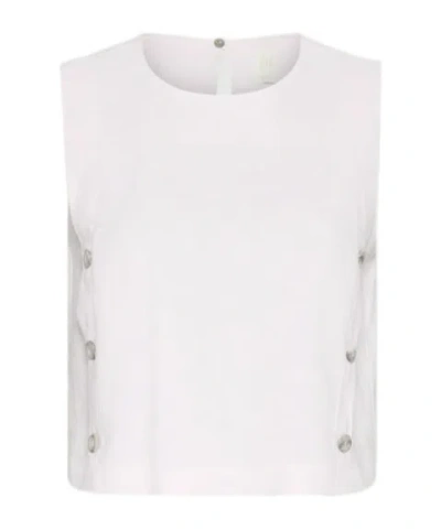 Marella Sleeveless Stretch Linen-blend Top In White
